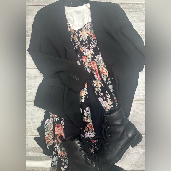 Vintage 90s Starina Black & Pink Floral Bias-Cut Midi Dress, Small but fits up L - Picture 6 of 7